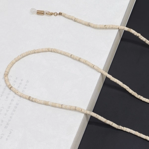 Chaîne de lunettes minimaliste en perles de coco naturelles avec fermoirs dorés
