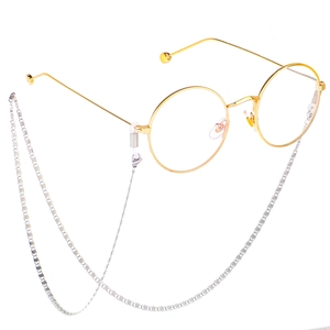 Minimalist gold round frame glasses with fine silver stainless steel anti-slip eyewear chain