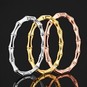 Minimalist Stainless Steel Bamboo Joint Bangle Bracelet For Women Fashion Gold Silver Rose Gold Plated Cuff Bracelet Jewelry Gift