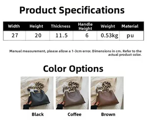 Detailed size chart and multi-color view of vintage bucket bags with wide straps