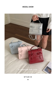 Mochilas de moda con lazo en cuero PU brillante color plata, azul, rosa y burdeos oscuro