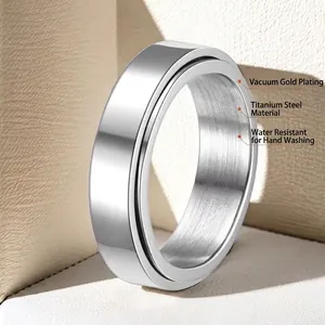 Minimalist spinner ring in stainless steel with brushed finish for stress relief