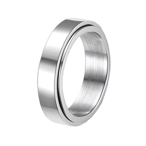 6mm minimalist stainless steel spinner ring for men and women with polished inner band