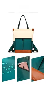 Detailed view of waterproof nylon fabric and anti-theft back pocket on travel backpack