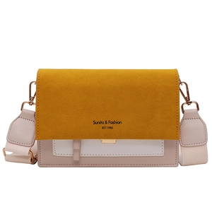 Modische Damen Umhängetasche Farbblochiert PU Leder Crossbody Quadratische Tasche Mit Kette Und Breit Gurt Lässig Täglich