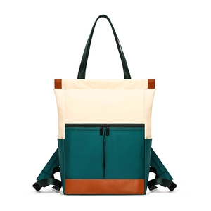 Women Multi-Functional Nylon Patchwork Backpack Waterproof Lightweight Tote Bag Large Capacity School Travel Shoulder Bag