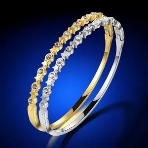 Bracciale Rigido In Acciaio Inossidabile Con Zirconi Donna Stella A Cinque Punte Cuore Numeri Romani Gioielli Moda