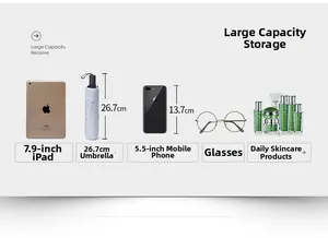 Detailed capacity view showing crocodile embossed tote fits 7.9 inch iPad and umbrella