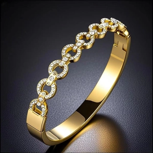 Women Stainless Steel Bangle Elegant Gold Silver Plated Zirconia Inlaid Bangle Heart Star Clover Roman Numeral Hollow Jewelry Gift