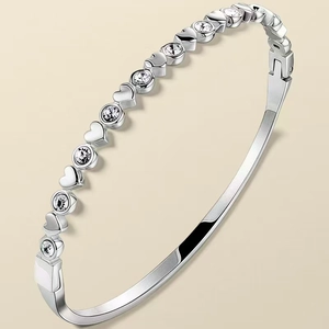 Armreif Aus Edelstahl Mit Zirkonia Für Damen Eleganter Herz Stern Kleeblatt Schmuck Mit Scharnierverschluss