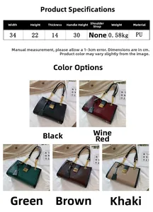 Detailed spec chart and color options for crocodile pattern chain tote bag