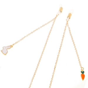 Metal Glasses Chain With Enamel Rabbit And Carrot Pendants Anti Slip Eyewear Lanyard For Sunglasses Mask Decorative Holder