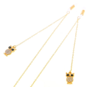 Chaîne De Lunettes Or Alliage Strass Chouette Pendentif Antidérapant Support De Lunettes Pour Femmes Accessoire Mode