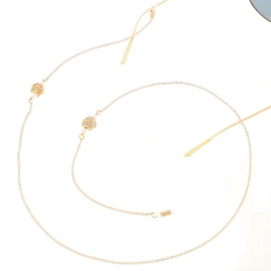 Chaîne de lunettes dorée avec boules de lanterne en strass et perles pour lunettes de vue