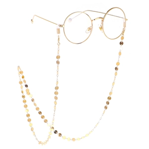 Glasses Chain Strap Gold Metal Round Sequin Anti Slip Eyewear Lanyard Holder Decorative Fashion Accessory For Women