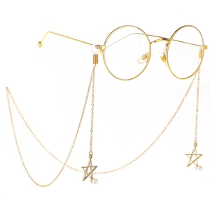 Chaîne De Lunettes En Alliage Métallique Avec Künstliche Perle Et Pendentif Étoile Cordon De Lunettes Antidérapant Accessoire Mode