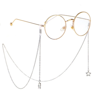 Chaîne De Lunettes En Métal Avec Pendentifs Étoiles En Zircon Cordon Anti-Glissement Pour Lunettes
