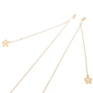 Chaîne de lunettes dorée avec pendentifs en étoile et zircons scintillants