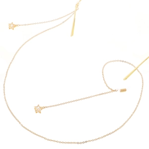 Chaîne de lunettes dorée antidérapante avec breloques étoiles et pendentifs en zircon