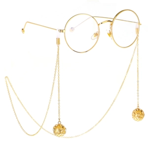 Glasses Chain Metal Alloy Anti-Slip Eyewear Strap With Hollow Ball Pendant Rhinestone Elegant Decorative Accessory