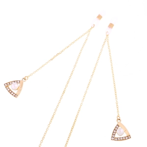 Rutschfeste Brillenkette Gold Legierung Dreieck Strass Kunstperle Anhänger Brillenhalter Für Damen Mode Elegant