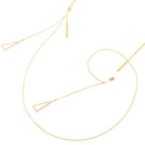 Chaîne de lunettes dorée antidérapante en métal avec pendentifs triangle texturés