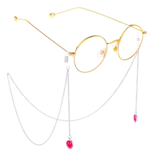 Metall Brillenkette Mit Rosa Emaille Smiley Anhängern Rutschfestes Brillenband Für Sonnenbrillen Und Lesebrillen