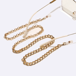 Chunky Round Metal Glasses Chain Gold Anti-Slip Eyewear Lanyard With Silicone Loops Fashion Neck Strap For Sunglasses
