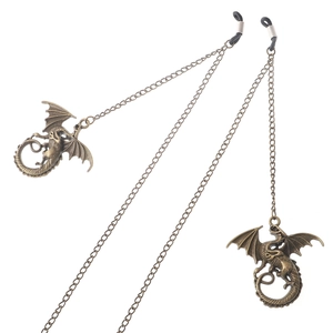 Brillenkette mit fliegendem Drachen aus Bronze im Punk-Stil und verstellbaren Schlaufen