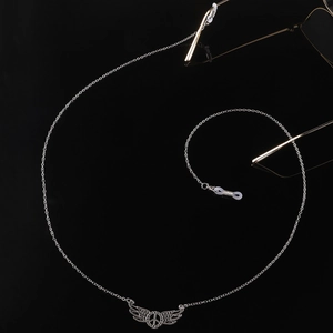 Glasses Chain Metal Wing Peace Sign Anti Slip Eyewear Holder For Sunglasses Reading Glasses Vintage Style Silver