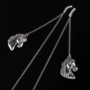 Anti-Slip Glasses Chain With Silver Horse Head Pendant Alloy Metal Eyewear Lanyard Holder For Sunglasses Decorative