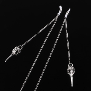 Chaîne De Lunettes Métal Antidérapante Rétro Argent Pendentif Crâne D'oiseau Cordon De Lunettes Pour Femmes Hommes Gothique