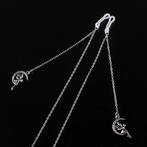 Catena Per Occhiali Rame Metallo Antiscivolo Cordino Per Occhiali Con Ciondoli Luna Angelo Fata Anelli Silicone Regolabili