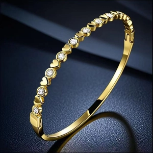 Bracelet Jonc En Acier Inoxydable Zirconia Coeur Étoile Bijoux Mode Luxe Élégant Tendance Pour Femmes