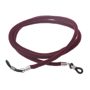 Durable burgundy braided sport eyewear retainer with adjustable non-slip rubber loops