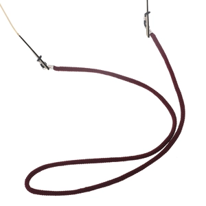 Deep red braided sports eyewear strap with adjustable rubber ends and metal clips