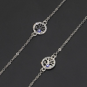 Eyeglass Chain Metal Silver Tree Of Life And Evil Eye Charms Rhinestone Anti-lost Glasses Strap Cord Holder