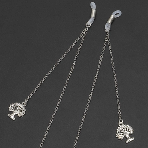 Tree Of Life Pendant Glasses Chain Alloy Rhinestone Anti Slip Eyewear Strap Holder Silver Tone Fashion For Women