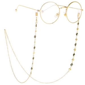 Fashion Gold Metal Glasses Chain Evil Eye And Hollow Flower Pattern Anti-slip Eyewear Holder Strap Necklace Accessory