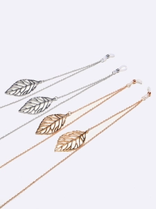 Non-slip Glasses Chain Copper Metal Hollow Leaf Pendant Eyewear Strap Neck Holder For Women Fashion