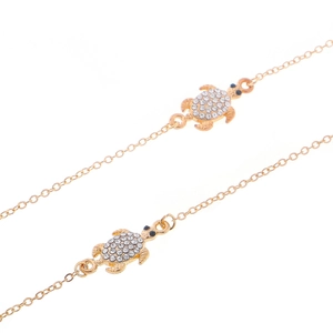 Chaîne De Lunettes Métal Doré Strass Pendentif Tortue De Mer Cordon De Lunettes Antidérapant Mode Pour Femmes