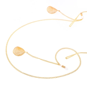 Élégante chaîne de lunettes dorée avec pendentifs feuilles et boucles en caoutchouc