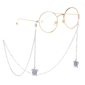 Glasses Chain Metal Silver Eyewear Lanyard With Enamel Turtle Pendant Anti-lost Non-slip Ocean Theme Jewelry For Women
