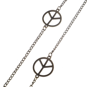 Retro bronze punk peace symbol glasses chain with non-slip metal link strap