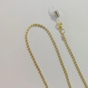 Golden ball chain sunglasses strap with secure lobster clasps and silicone connectors