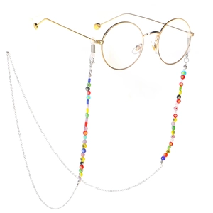 Bohemian Colorful Glass Bead Glasses Chain Anti-Lost Metal Eyewear Strap Holder For Reading Sunglasses Handmade Floral