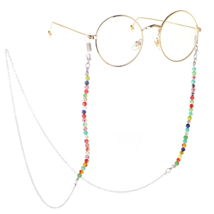 Chaîne De Lunettes Faite Main Perles En Verre Millefiori Colorées Cordon Lunettes Soleil Métal Antidérapant Style Rétro