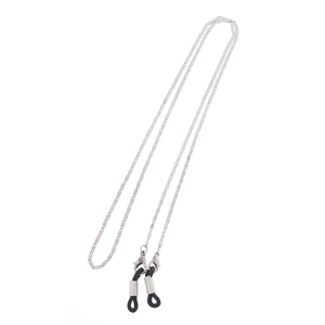 Catenina per occhiali in acciaio inox argento con moschettoni e anelli antiscivolo