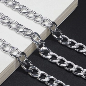 Detailed close-up showing the polished silver thick metal chain links of the eyewear strap