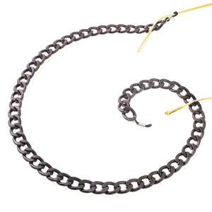 Thick black link eyewear chain with metal finish and anti-slip rubber loops